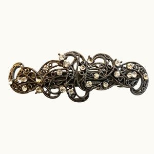 Vintage Style Filagree & Crystal Accents Barrette